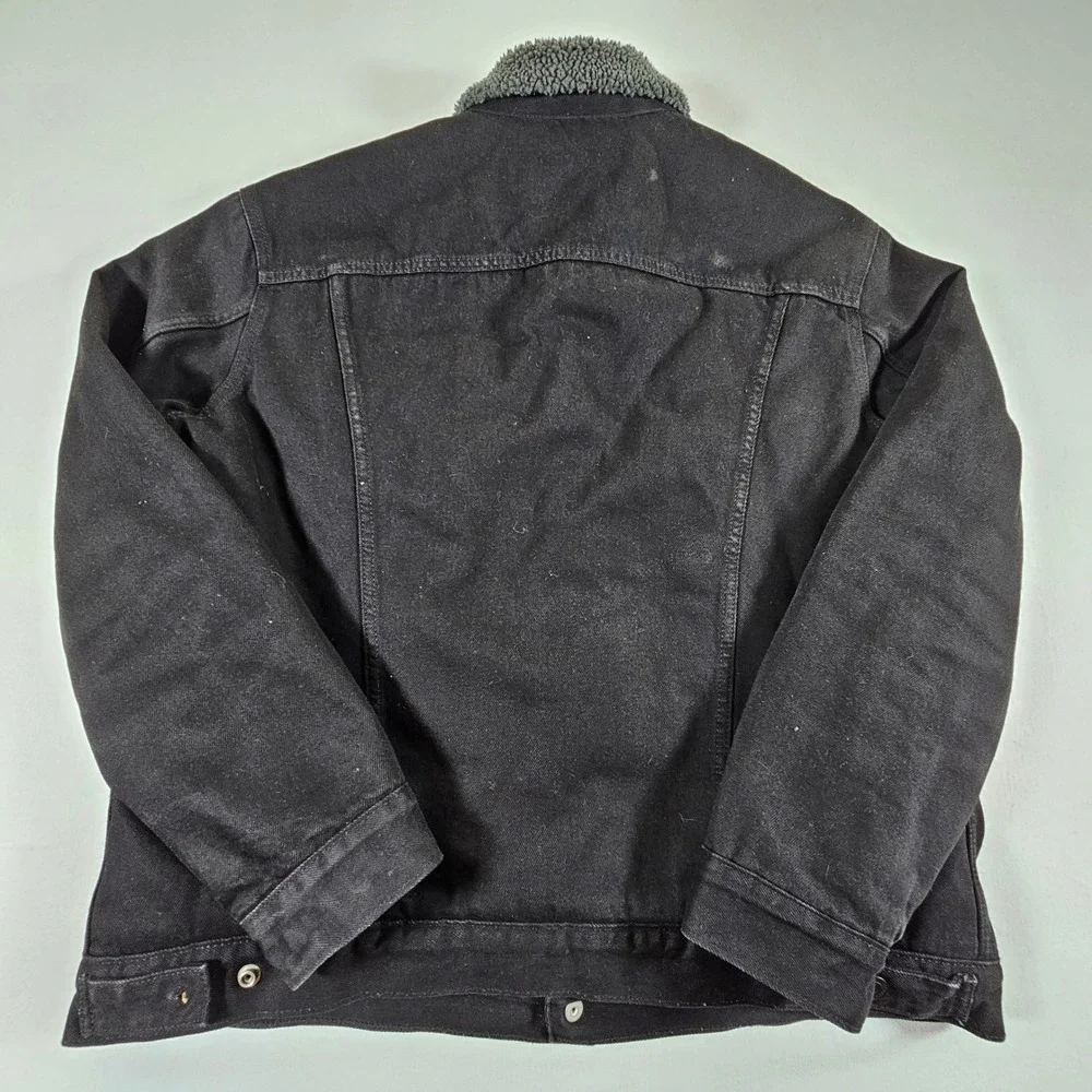 Levis Sherpa Trucker Jacket Mens XL Black Denim Type III 16365-0054 Fleece Lined